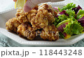 Fried chicken served on a plate 118443248