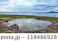 Landscape of Dau Tieng lake in cloudy day, a biggest freshwater source with irrigation dam at upstream  Saigon river at Tay Ninh, Binh Duong, Binh Phuoc 118486928