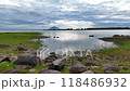 Landscape of Dau Tieng lake in cloudy day, a biggest freshwater source with irrigation dam at upstream  Saigon river at Tay Ninh, Binh Duong, Binh Phuoc 118486932