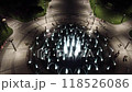 Aerial Freedom Square in night Kharkiv city 118526086
