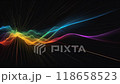 Vibrant and Colorful Abstract Light Waves Flowing Gently on a Dark Background Surface 118658523