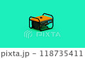 Simple orange petrol generator featured on an isolated background. Minimalistic concept of the critical role of power generators in maintaining business continuity during unexpected power outages. 118735411