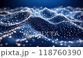 Exploration of dynamic blue waves with shimmering particles in a mesmerizing digital landscape 118760390