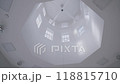 High white ceiling with windows. Interesting domed ceiling with windows inside. Interior of planetarium, library. 118815710