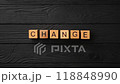 Wooden cubes with letters and the word Chance move and change to the word Change on a black background. Concept of Success, Growth and Innovation. Stop motion, looped video. High quality 4k footage 118848990