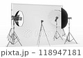 Empty photo studio with lighting equipment 118947181
