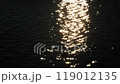 Image of the sun reflected on the water surface 119012135