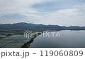 猪苗代と田園風景と山々を空から空撮 119060809