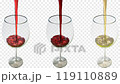 Three types of wine glass pouring 119110889