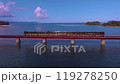 使用無人機空拍JR“Hanaakari”號行駛在京都府湯良川大橋上的照片 使用無人機空拍JR“Hanaakari”號行駛在京都府湯良川大橋上的照片 119278250