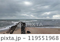 Overlooking the ocean with a pier 119551968