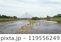 Aerial view of the Munich Bridge over the Toyohira River in Sapporo 119556249