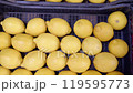 Lemon display at a bustling Italian market 119595773