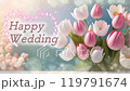 ピンクと白の可愛いチューリップ Happy Wedding タイトル動画 119791674