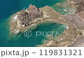 Picturesque zoom on ocean coast landscape. Rocks near Canical on Madeira Island, Portugal 119831321