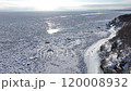 流氷 一面流氷 快晴 冬 北海道網走 ドローン 広い横移動 120008932