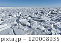 流氷 一面流氷 快晴 冬 北海道網走 ドローン 横移動 120008935