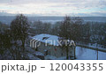 First snow in village. Snowfall. 120043355