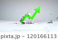 A green 3D arrow rises from the cracked ground, Business concept 120166113