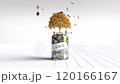 Coins in a glass jar with golden tree, Money saving concept 120166167
