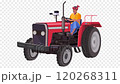 Farmer Riding a Tractor, agricultural machinery, loop animation on transparent background 120268311