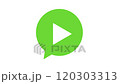 Green pop-up speech bubble with play symbol 120303313