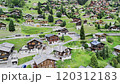 Aerial View of A Swiss Alpine Village Grimentz with Blooming Geraniums 120312183