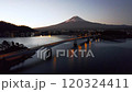 4K Aerial Photography of Mountain Fuji in Japan. Snow Mountain Background in Clouds 120324411