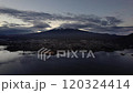 4K Aerial Photography of Mountain Fuji in Japan. Snow Mountain Background in Clouds 120324414