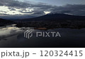 4K Aerial Photography of Mountain Fuji in Japan. Snow Mountain Background in Clouds 120324415