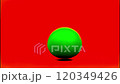 Bright green ball bouncing against a vibrant red background creates a striking visual. Isolated on white, the motion showcases energy and playfulness in a seamless loop 120349426