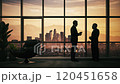 Business partners in the office by the window. Two businessmen talking in the office. 3d animation 120451658