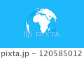 Earth rotating loop, Map of the Planet on blue background 120585012