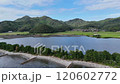 Aerial view of Nami-no-Hashidate and the mountains beyond in the background 120602772