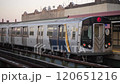 The Urban Transit Train runs smoothly on elevated tracks in cities, enhancing commuting efficiency 120651216