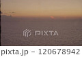 Sunset view from the ship's window zoom out. Sea voyage 120678942