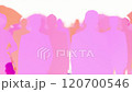 silhouettes of people with umbrellas 120700546