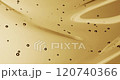 Transparent golden-yellow viscous gel or liquid with tiny air bubbles gently shifting and floating. Abstract close-up the slow motion of air bubbles in a smooth, glossy texture. 4k footage 3d render. 120740366