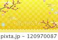 梅花和五彩紙屑的新年背景 120970087