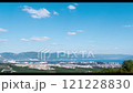 Time lapse Panoramic view of large port at Black Sea coast in Russia Novorossiysk City. 121228830