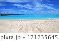 A stunning aerial view of a pristine beach in the Maldives. The turquoise waters and soft white sand create a picture-perfect tropical paradise 121235645