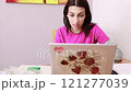 Woman working on laptop montage slow motion 121277039