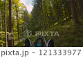 POV view a man in moving action unrecognizable man going down a mountain roller down a track, outdoor adventure in the mountains Europe 4K UHD B-Roll footage 121333977