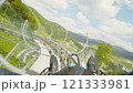 POV view a man in moving action unrecognizable man going down a mountain roller down a track, outdoor adventure in the mountains Europe 4K UHD B-Roll footage 121333981