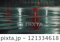雨の日の早朝の交差点 121334618