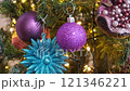 Beautiful and decorated Christmas tree ornaments. Christmas mood. Ambiance Beautiful and decorated Christmas tree ornaments. Christmas mood. Ambiance 121346221