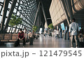 Waiting room in the airport terminal. People waiting for an air flight at the airport 121479545