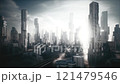 Glass skyscrapers of a futuristic metropolis. Sci-Fi city 121479546