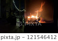 Dark room with a fireplace 121546412