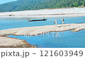 Beautiful boat in mountain river 121603949